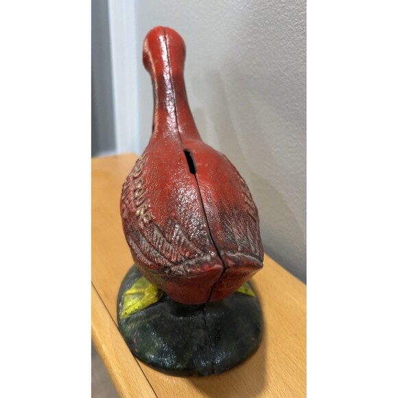Vintage Red Goose Shoes Advertising Heavy Cast Iron Coin Bank - Picture 5 of 9